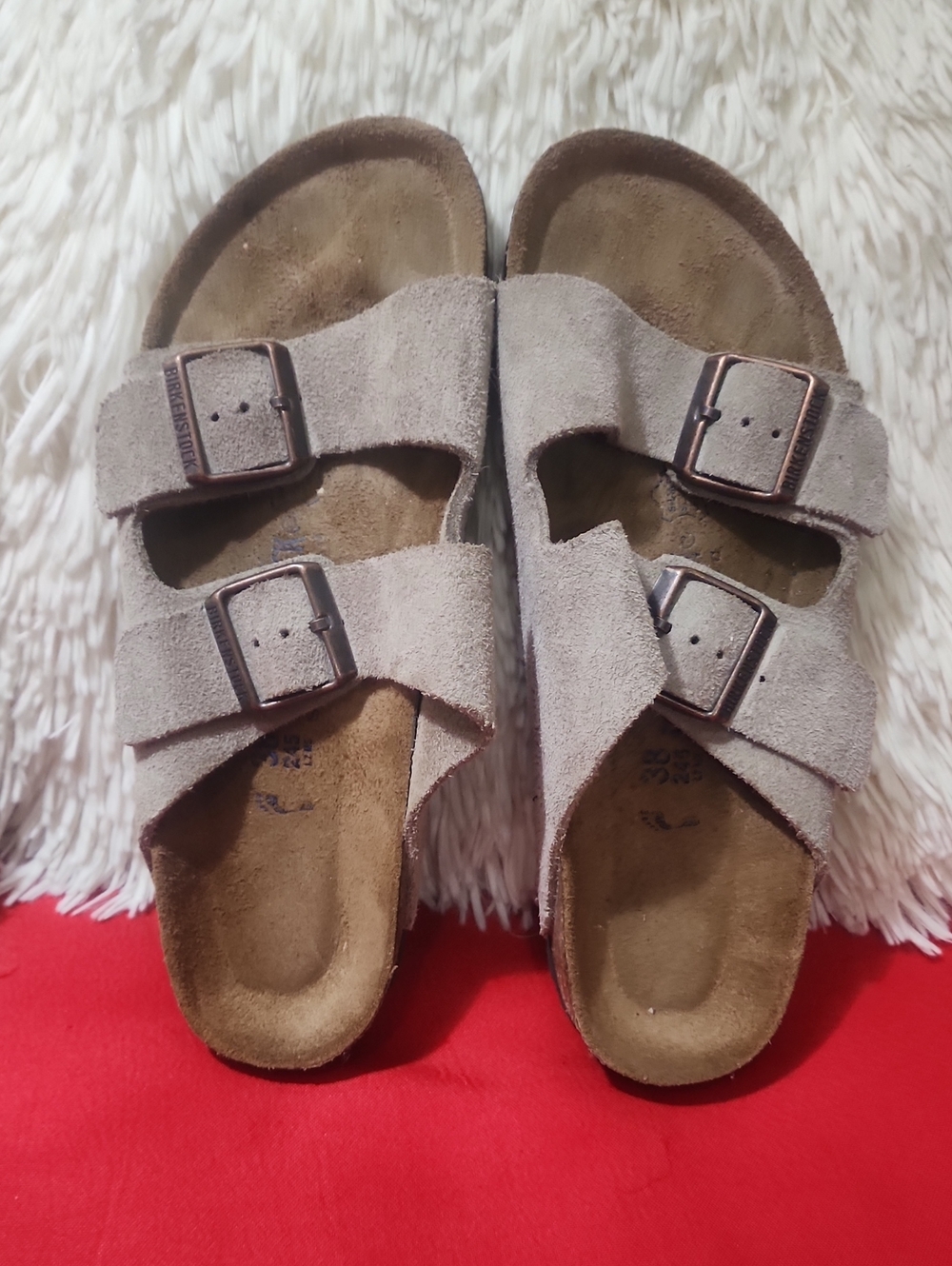Birkenstock Women's Taupe Suede Double-Buckle Sandals